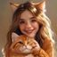 猫咪社区用户橘子妈妈的头像——年轻女性、温柔笑容、怀抱橘猫